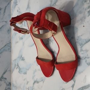 Cole haan red suede two inch blocked heels size 7.5